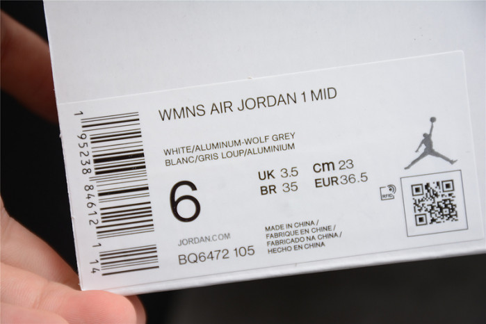 jordan 1 mid wolf grey aluminum (w) - bq6472-105
