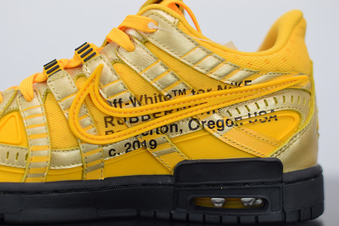 ofw nike air rubber dunk “university gold” cu6015-700