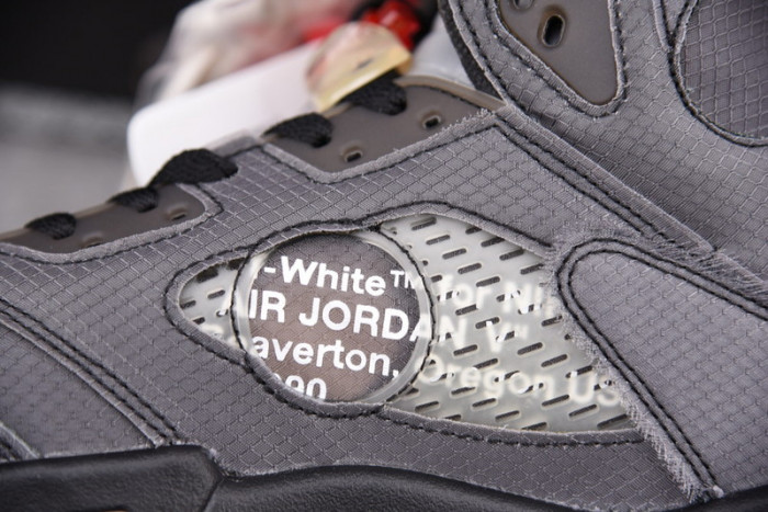 air jordan 5 retro ofw black/muslin-fire red  ct8480-001