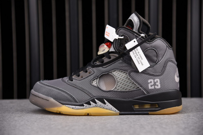 air jordan 5 retro ofw black/muslin-fire red  ct8480-001
