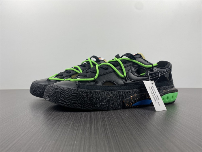 nike blazer low x ofw "black / green" dh7863-001