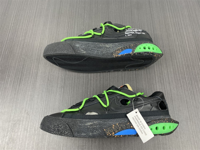 nike blazer low x ofw "black / green" dh7863-001