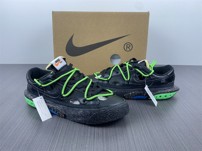 nike blazer low x ofw "black / green" dh7863-001
