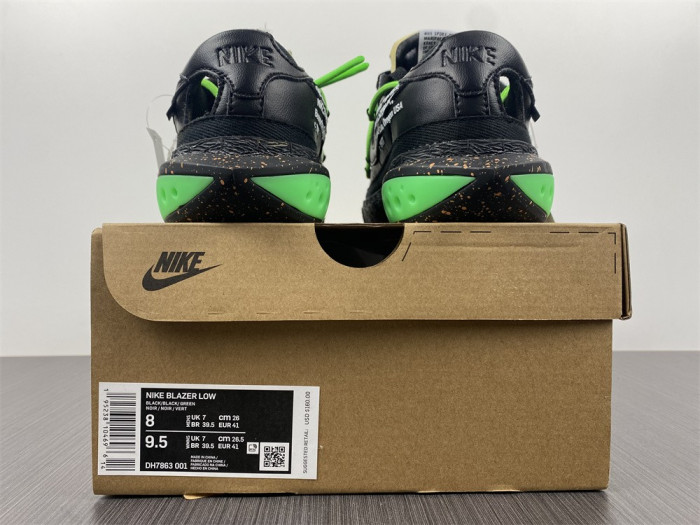 nike blazer low x ofw "black / green" dh7863-001