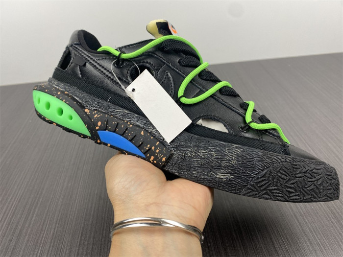 nike blazer low x ofw "black / green" dh7863-001