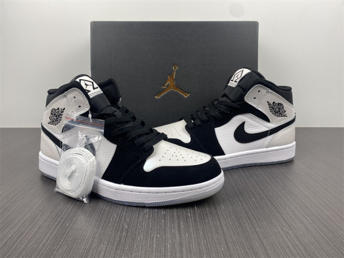 air jordan 1 mid white black diamond dh6933-100