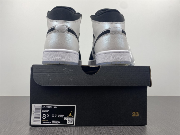 air jordan 1 mid white black diamond dh6933-100