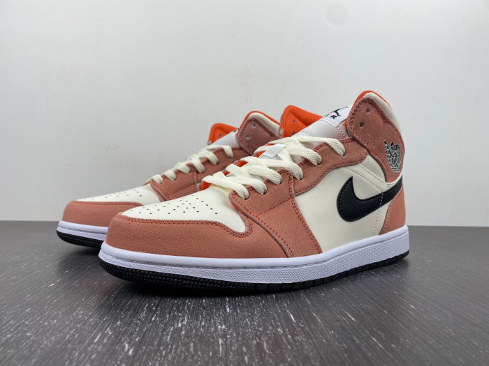 air jordan 1 mid orange suede dv1336-800