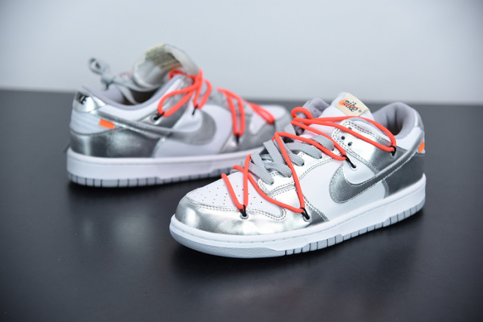 off white x nike dunk sb low silver white ct0856-800