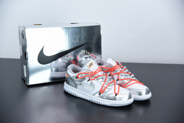 off white x nike dunk sb low silver white ct0856-800