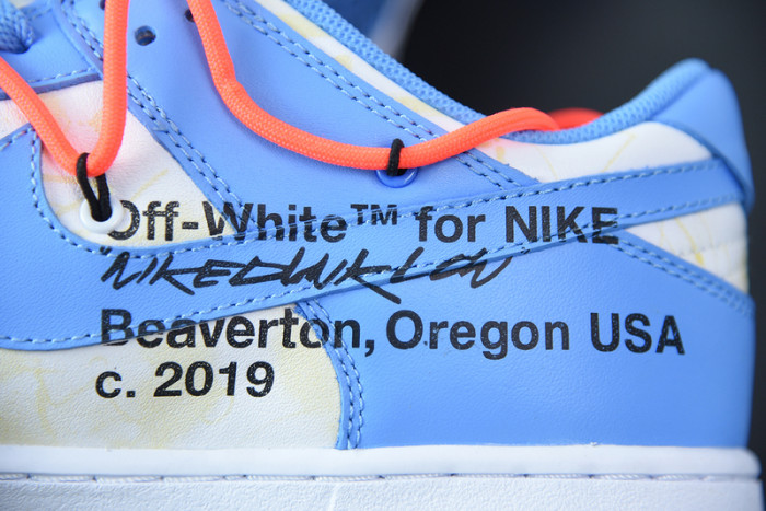 ofw x nike dunk low white blue ct0856-403