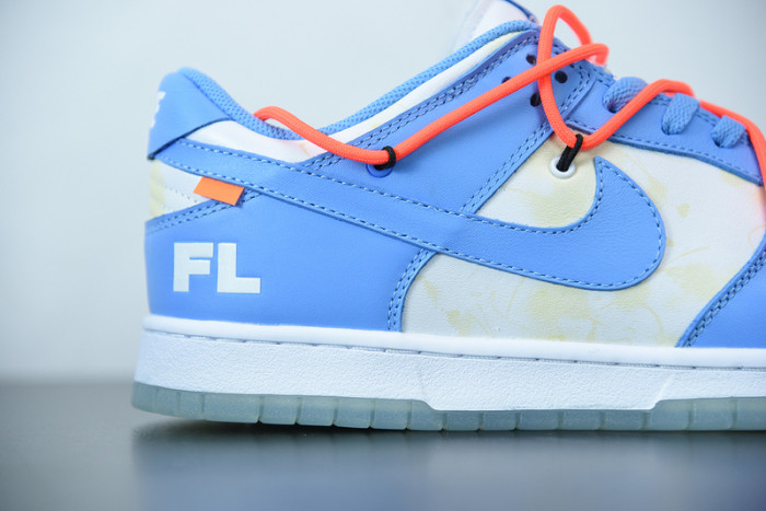 ofw x nike dunk low white blue ct0856-403
