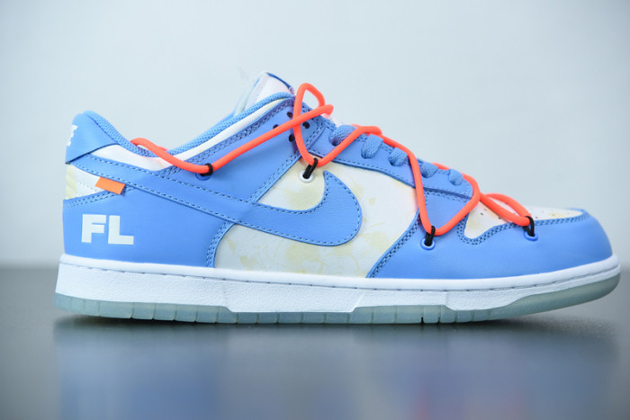 ofw x nike dunk low white blue ct0856-403