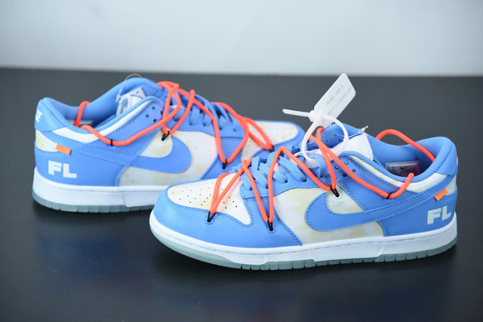 ofw x nike dunk low white blue ct0856-403