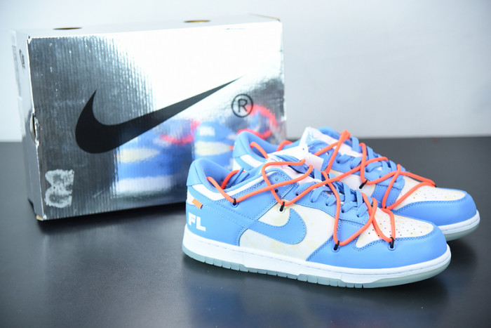 ofw x nike dunk low white blue ct0856-403