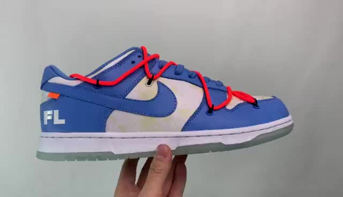 ofw x nike dunk low white blue ct0856-403