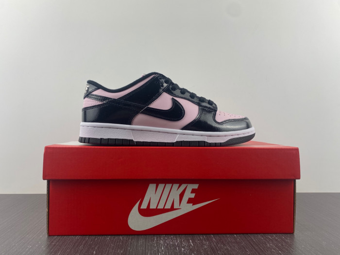 nike dunk low pink black patent dj9955-600