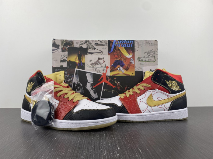jordan 1 mid xq white black sport red - dv0576-176