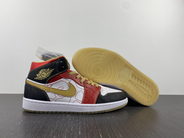 jordan 1 mid xq white black sport red - dv0576-176