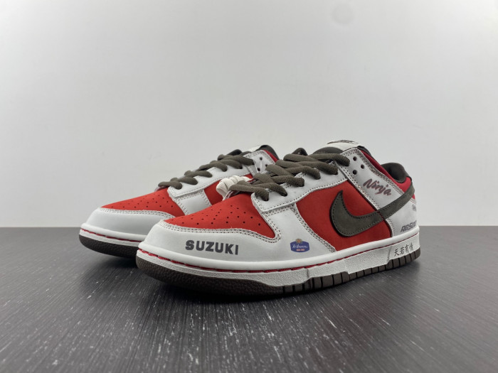 nike sb dunk low suziki brown red grey re500-666