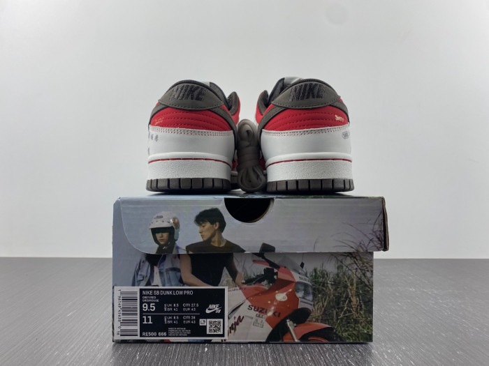 nike sb dunk low suziki brown red grey re500-666