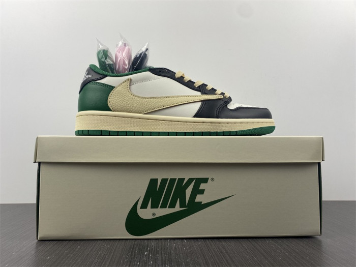 fragment design x travis scott x air jordan 1 retro low green black white dm7866-128