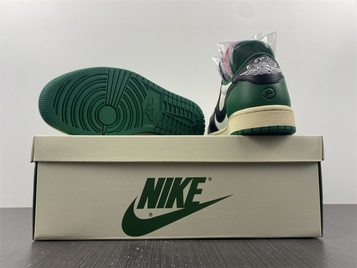fragment design x travis scott x air jordan 1 retro low green black white dm7866-128