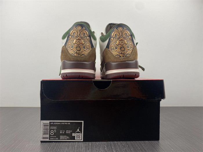 air jordan 3 retro se white dark brown green shoes 398614-500