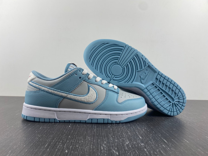 nike dunk low retro fleece  worn blue fb1871-011