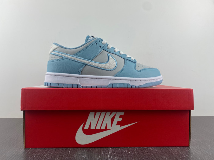 nike dunk low retro fleece  worn blue fb1871-011