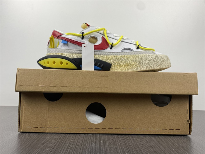 nik ofw x nike blazer low white university red dh7863-100