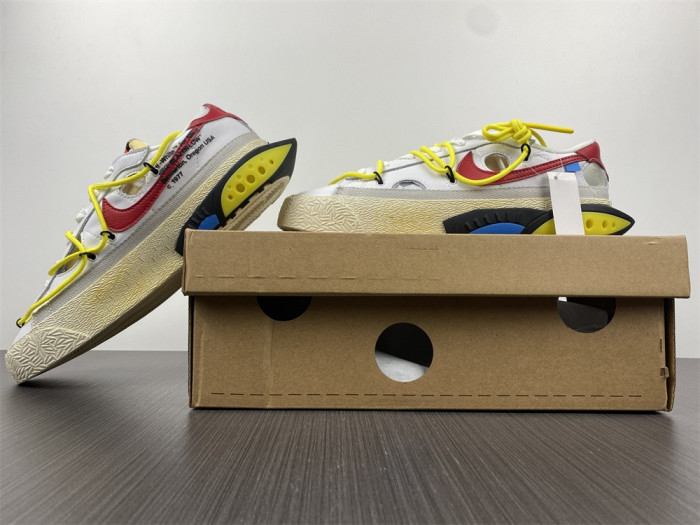 nik ofw x nike blazer low white university red dh7863-100