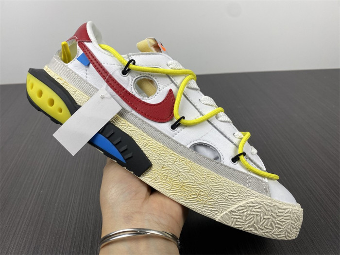 nik ofw x nike blazer low white university red dh7863-100