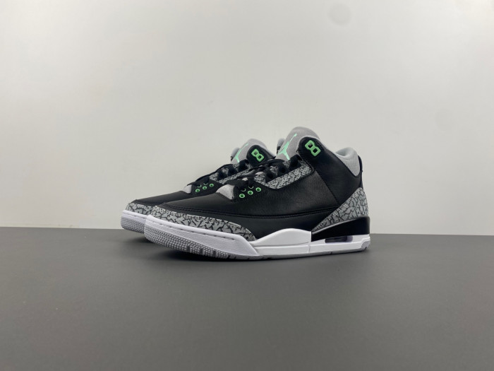 air jordan 3 "black/green glow" ct8532-031