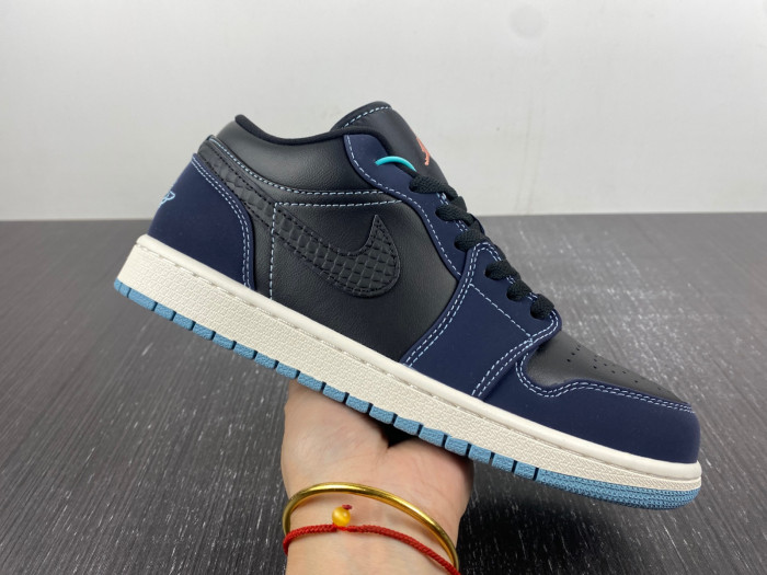 air jordan 1 low navy black snakeskin fj5478-010